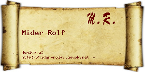 Mider Rolf névjegykártya